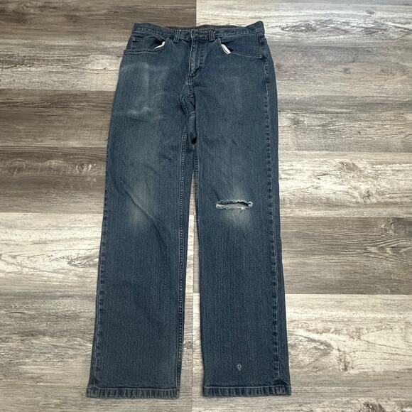 Duluth Trading Flex Weekender Dark Wash Blue Mens 30x30 Trim Fit Denim Jeans - Picture 1 of 16